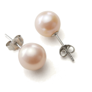 Pastel Peach Freshwater Pearl Stud Earrings
