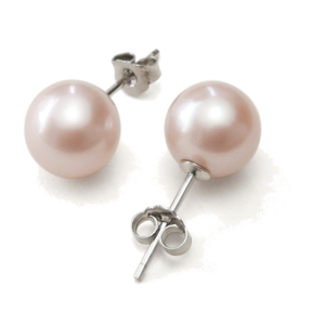 Luminous White Solitaire Pearl Stud Earrings