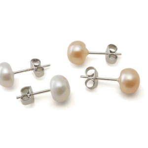 Petite Round Pearl Minimalist Studs