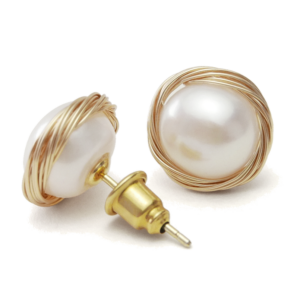 Blush Rose Freshwater Pearl Button Studs