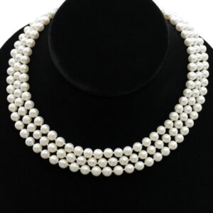 Double Strand Round White Pearl Choker